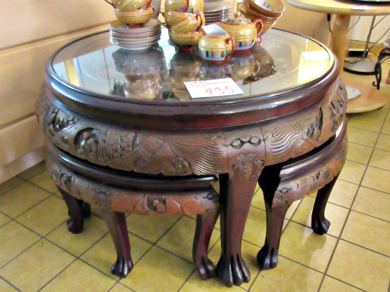 Asiatischer Teetisch mit Hockern | Trödel Oase · Secondhand · Möbel · Antik