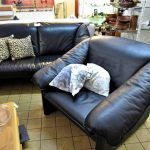 Couch Sofa 2er Sessel Leder schwarz