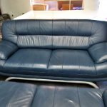 Couch Sofa 2er modern Leder blau