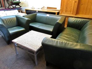 Couchgarnitur Leder grün