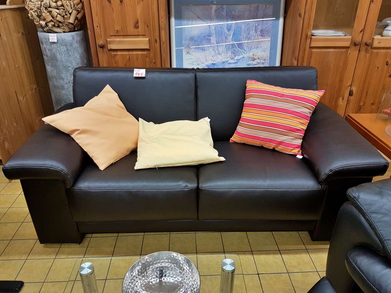 Möbel Einrichtung Sofa Couch Kunstleder dunkelbraun
