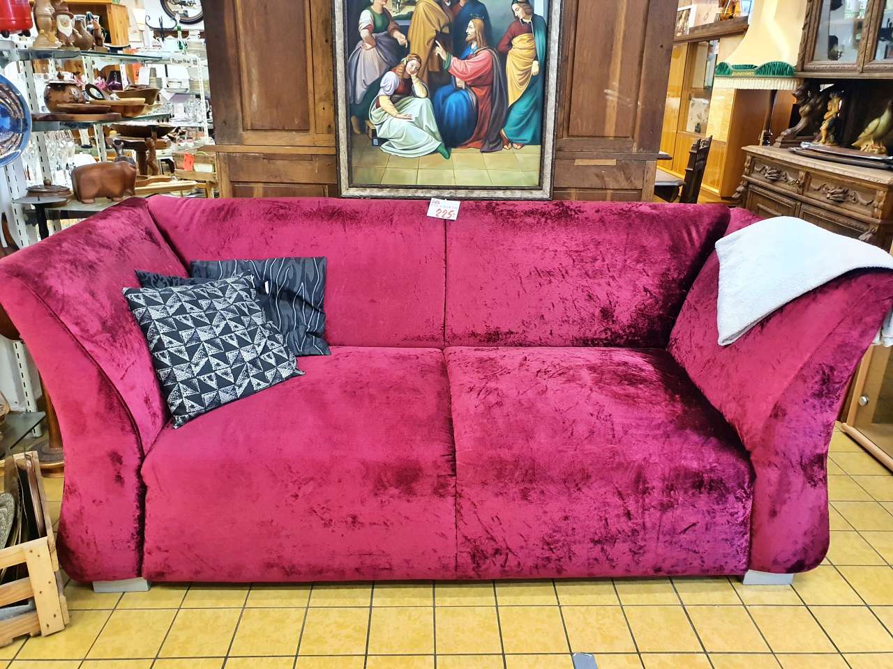 Sofa Couch 2Sitzer Samt rot