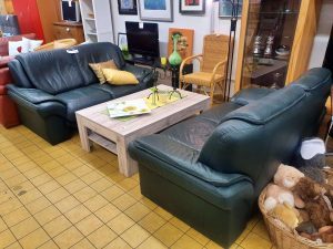 Sofa 2er Leder dunkelgrün Longlife